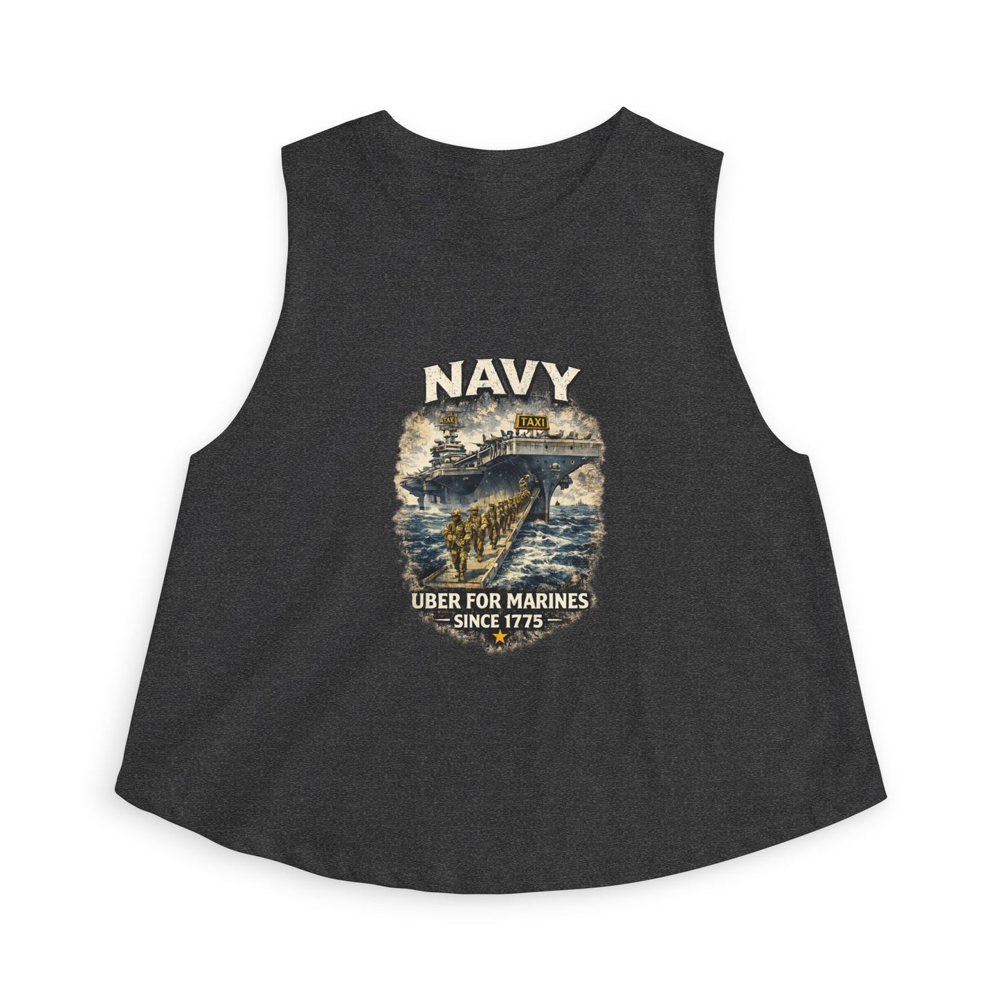 Navy 'Uber for Marines' Women's Cropped Tank Top
