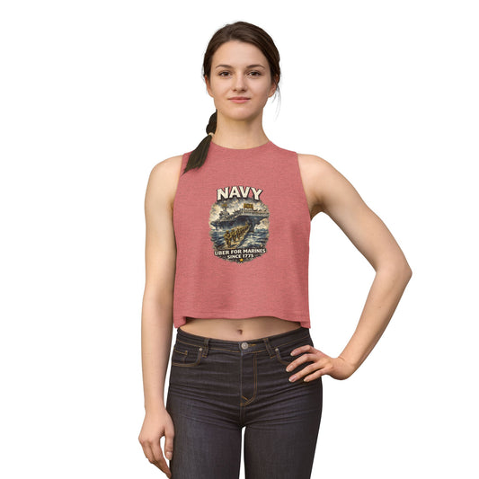 Navy 'Uber for Marines' Women's Cropped Tank Top