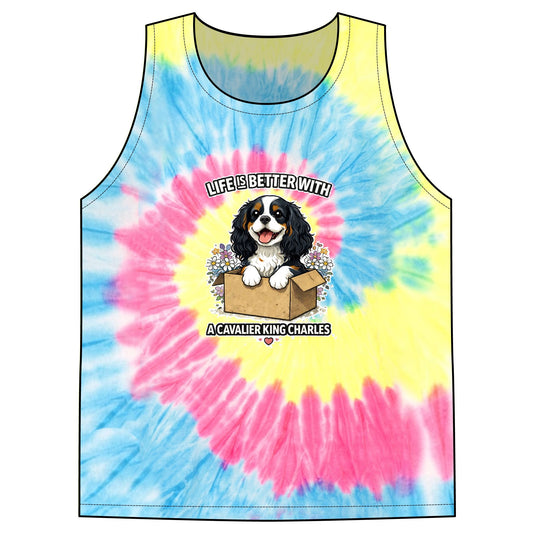 ‘Life Is Better With A Cavalier King Charles’ Tie-Dye Tank Top