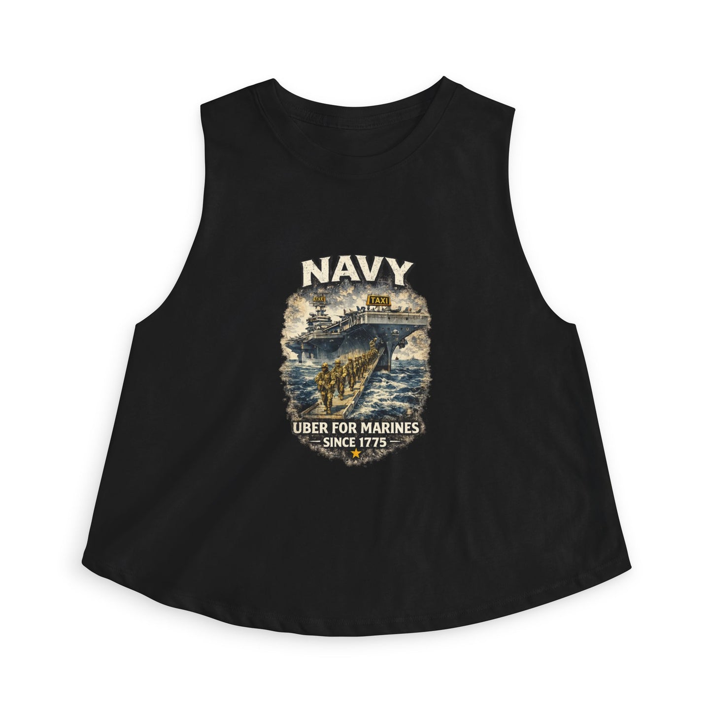 Navy 'Uber for Marines' Women's Cropped Tank Top