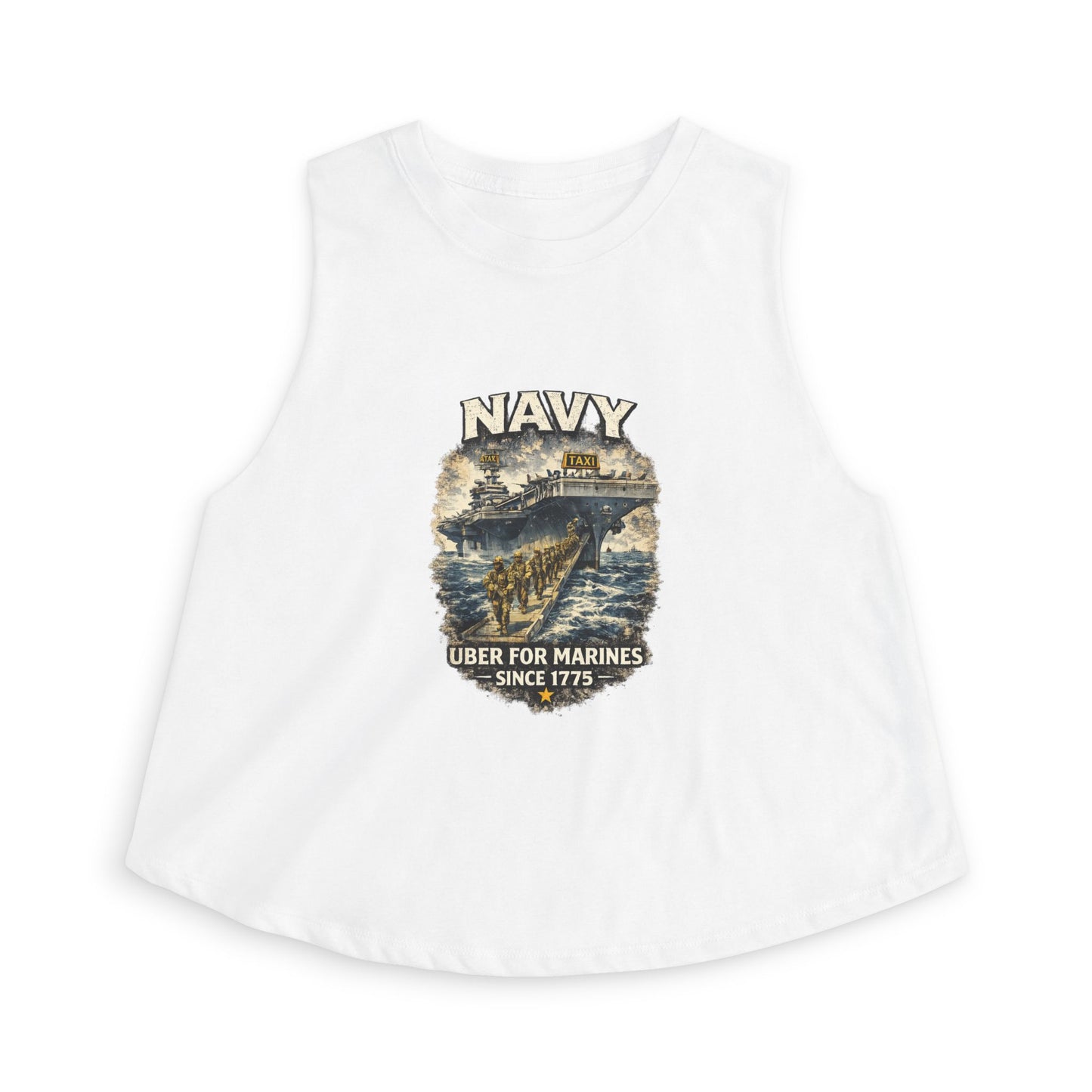 Navy 'Uber for Marines' Women's Cropped Tank Top