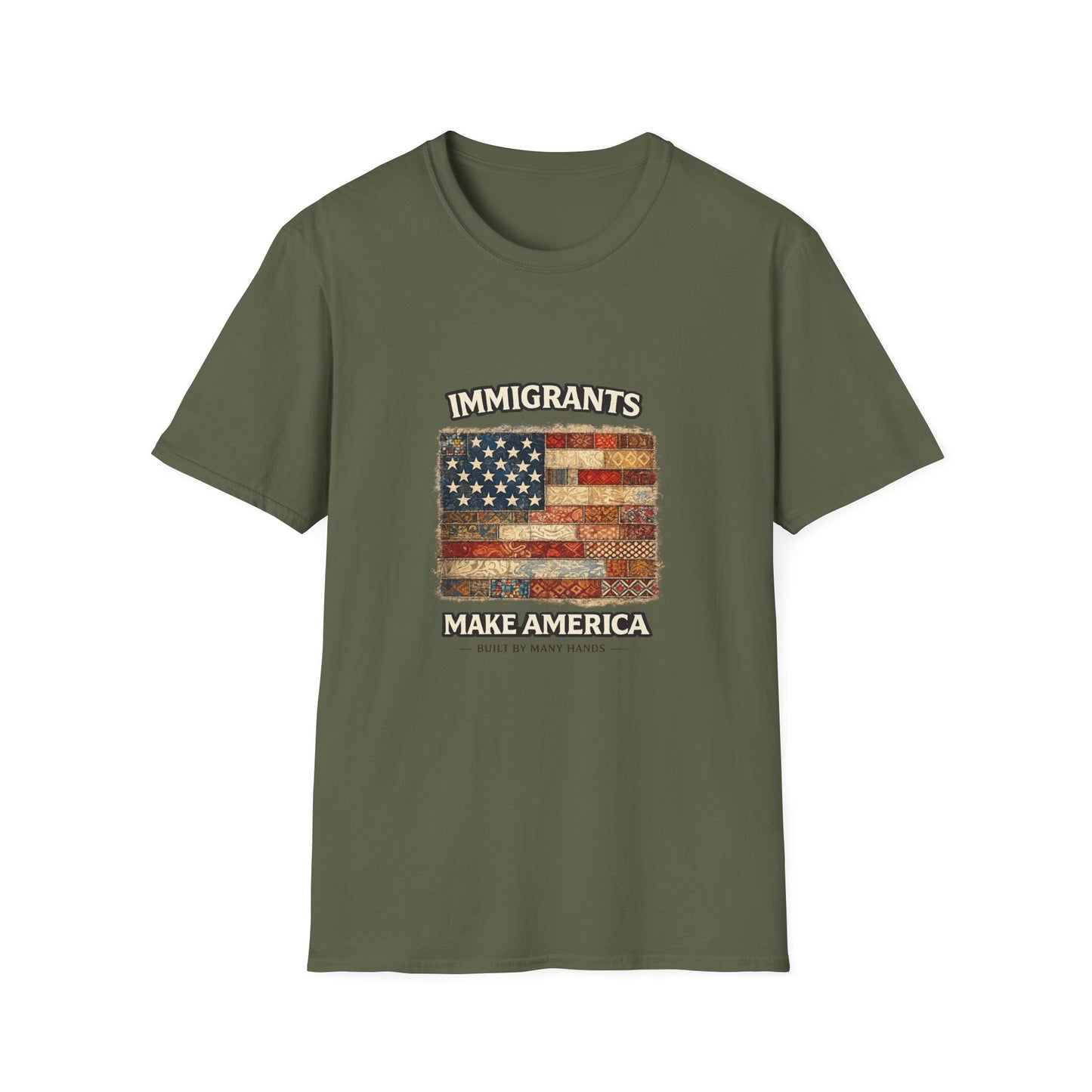 ‘Immigrants Make America’ Vintage Flag Tee